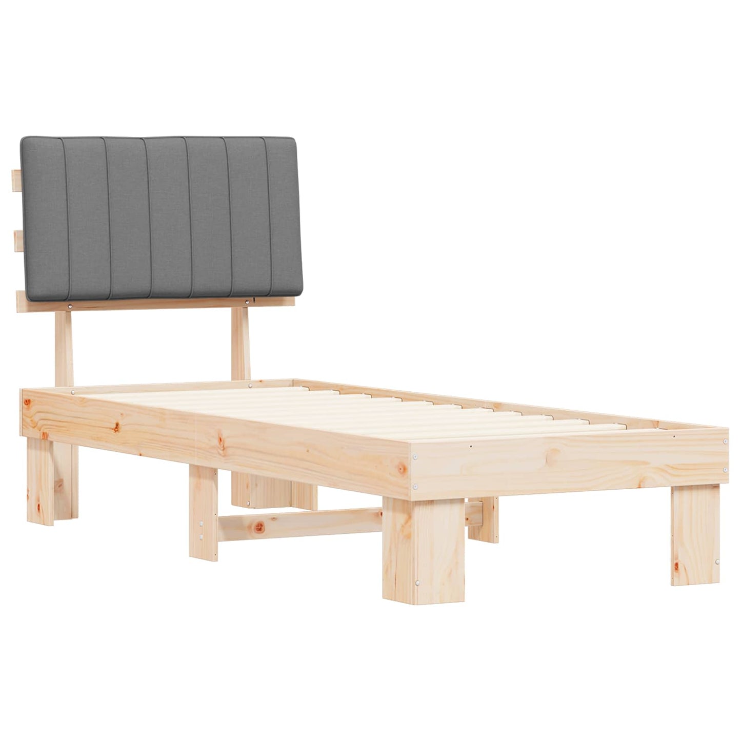 vidaXL Bettgestell mit gepolstertem Kopfteil Hellgrau 75 x 190 cm