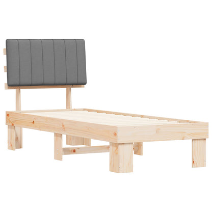 vidaXL Bettgestell mit gepolstertem Kopfteil Hellgrau 75 x 190 cm