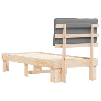 vidaXL Bettgestell mit gepolstertem Kopfteil Hellgrau 75 x 190 cm
