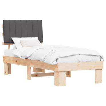 vidaXL Bettgestell mit gepolstertem Kopfteil Dunkelgrau 75 x 190 cm
