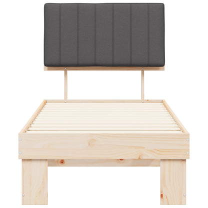 Bettgestell mit gepolstertem Kopfteil Dunkelgrau 75 x 190 cm