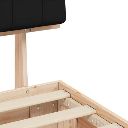 Bettgestell mit gepolstertem Kopfteil Schwarz 75 x 190 cm