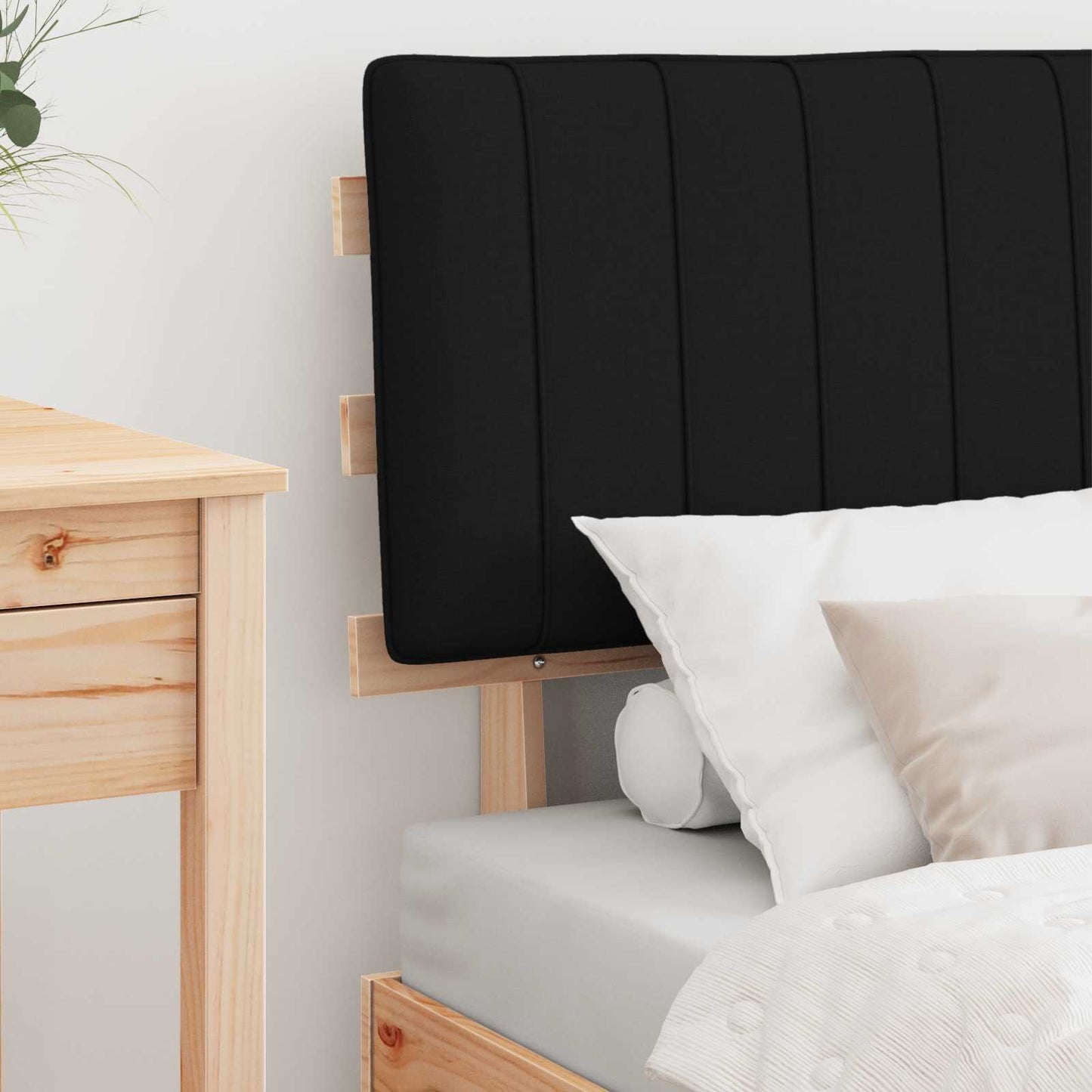 Bettgestell mit gepolstertem Kopfteil Schwarz 75 x 190 cm