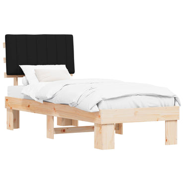 vidaXL Bettgestell mit gepolstertem Kopfteil Schwarz 75 x 190 cm