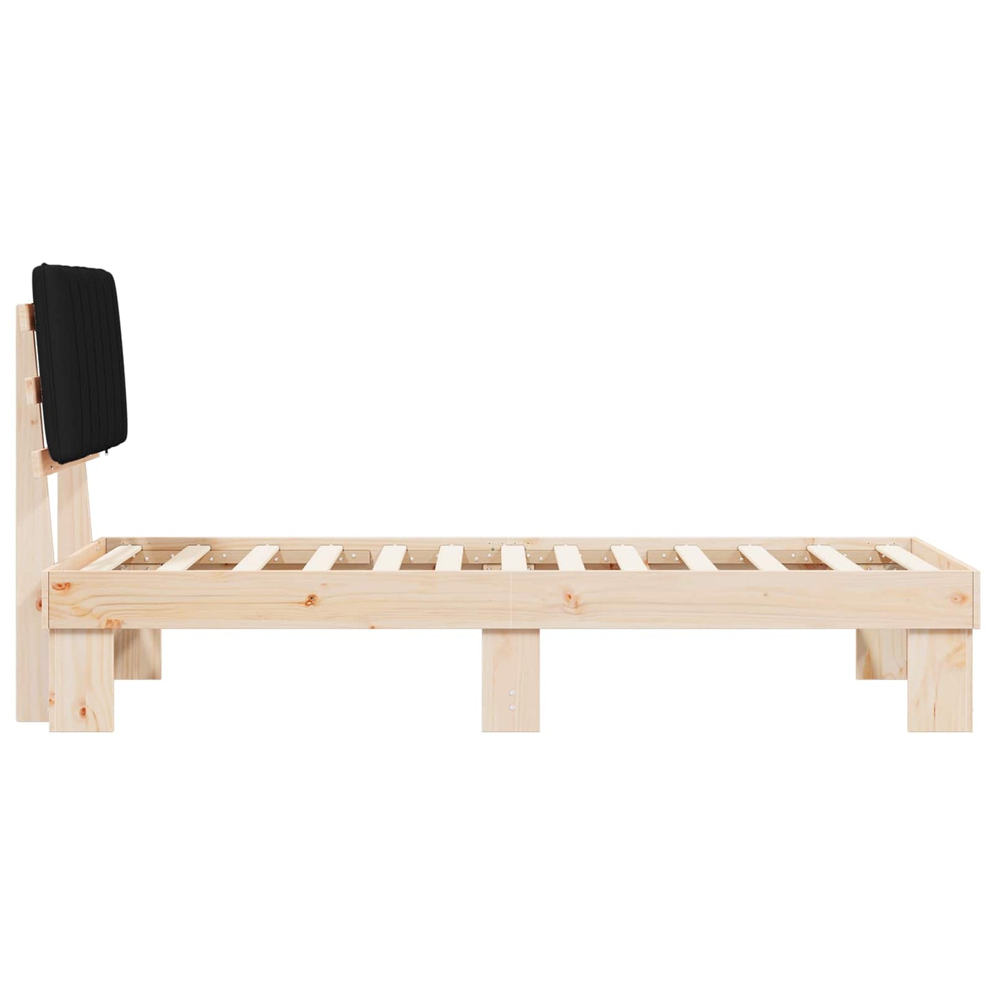 Bettgestell mit gepolstertem Kopfteil Schwarz 75 x 190 cm