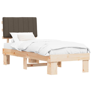 vidaXL Bettgestell mit gepolstertem Kopfteil Taupe 75 x 190 cm