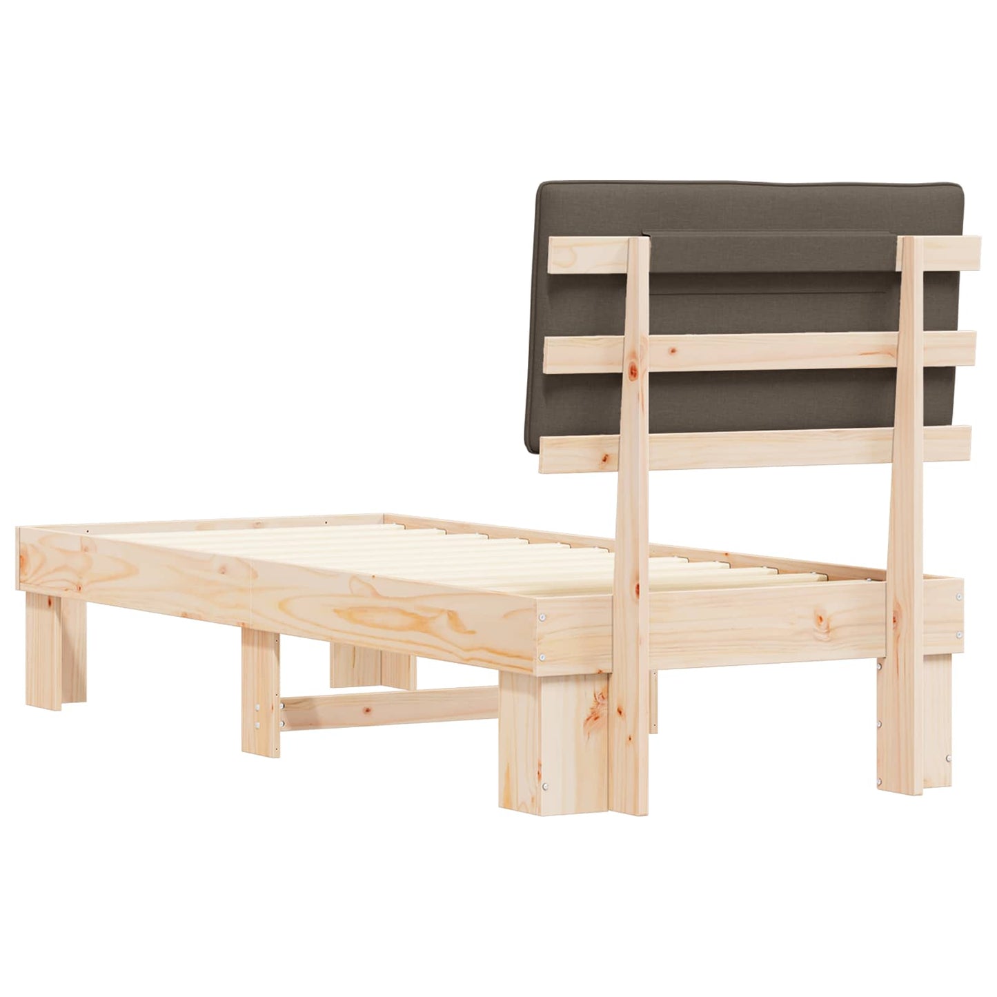 Bettgestell mit gepolstertem Kopfteil Taupe 75 x 190 cm