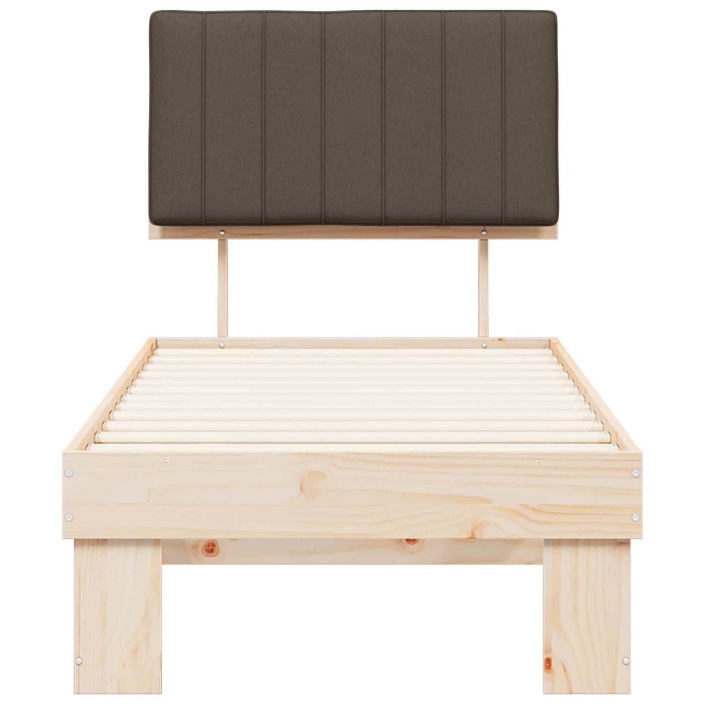 Bettgestell mit gepolstertem Kopfteil Taupe 75 x 190 cm