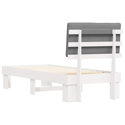 Bettgestell mit gepolstertem Kopfteil Hellgrau 75 x 190 cm