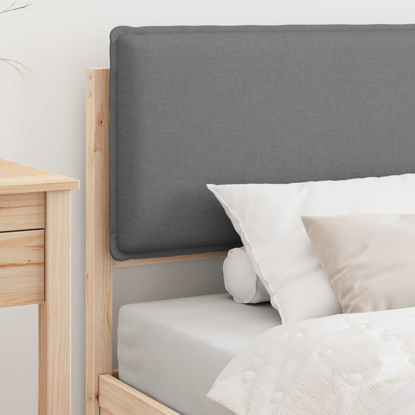 Bettgestell mit gepolstertem Kopfteil Hellgrau 100 x 200 cm