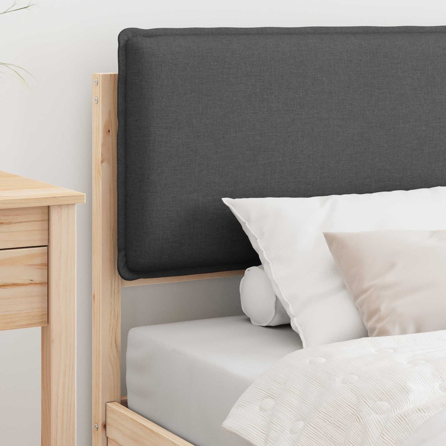 vidaXL Bettgestell mit gepolstertem Kopfteil Dunkelgrau 90 x 200 cm