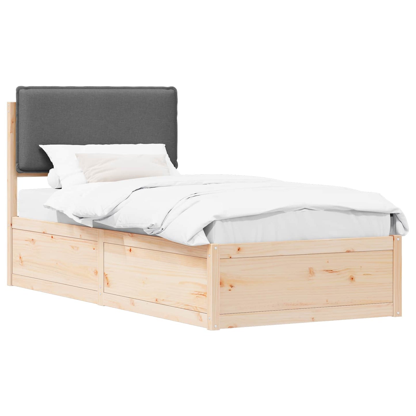 vidaXL Bettgestell mit gepolstertem Kopfteil Dunkelgrau 90 x 200 cm