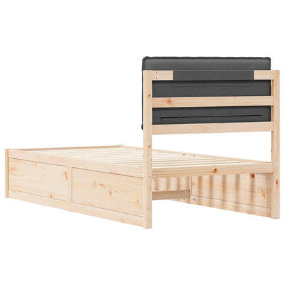 vidaXL Bettgestell mit gepolstertem Kopfteil Dunkelgrau 90 x 200 cm