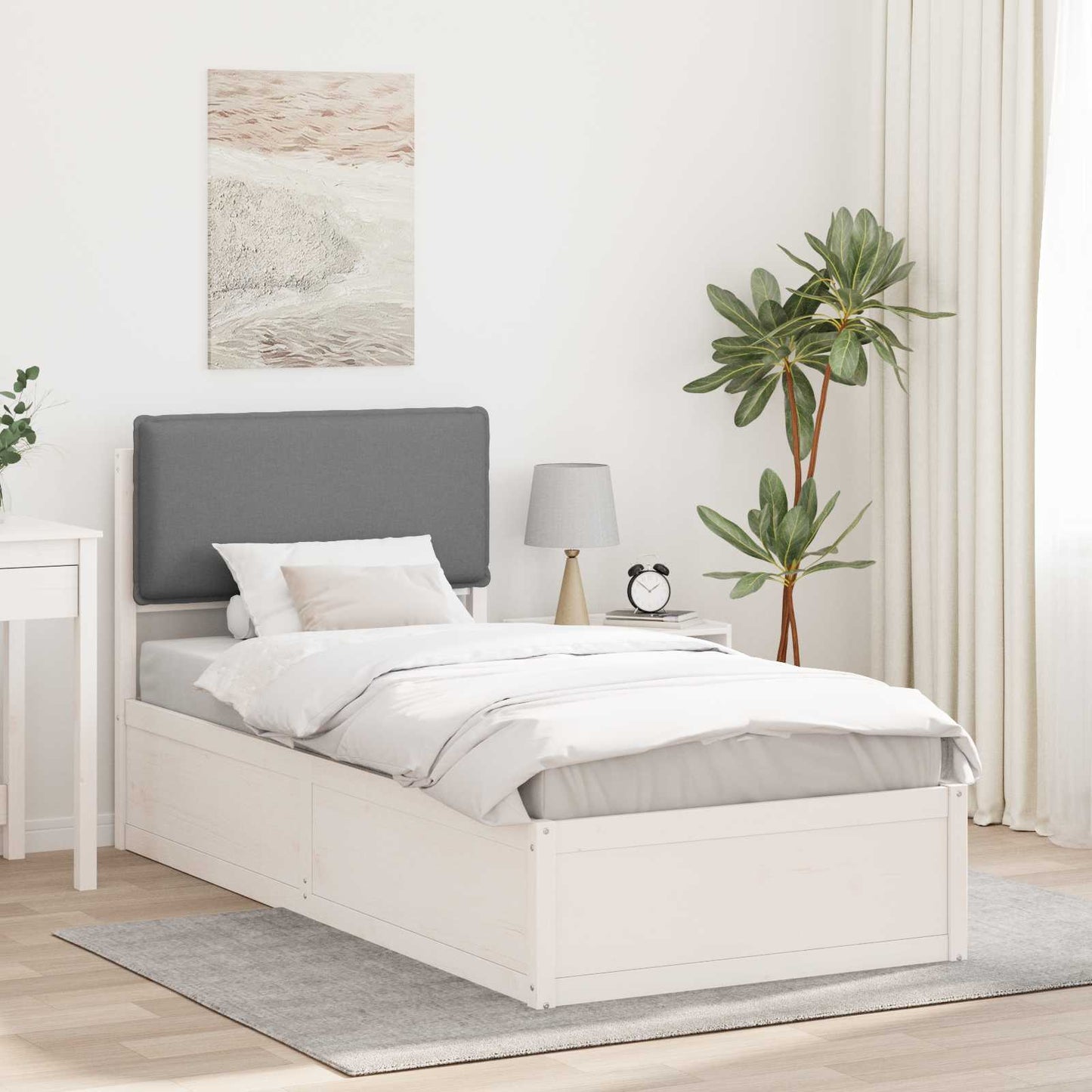 vidaXL Cadre de lit avec tête de lit rembourrée Gris clair 80 x 200 cm