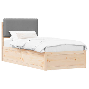 vidaXL Bettgestell mit gepolstertem Kopfteil Hellgrau 90 x 190 cm