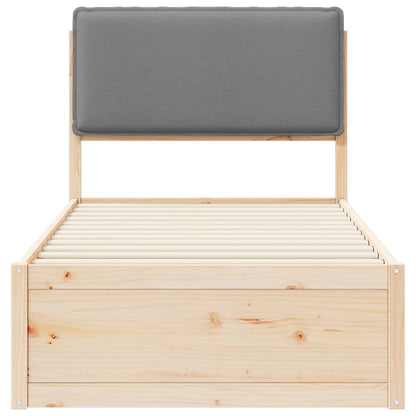 Bettgestell mit gepolstertem Kopfteil Hellgrau 90 x 190 cm