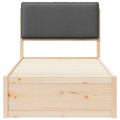 Bettgestell mit gepolstertem Kopfteil Dunkelgrau 90 x 190 cm