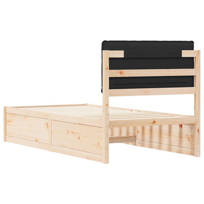 vidaXL Bettgestell mit gepolstertem Kopfteil Schwarz 90 x 190 cm