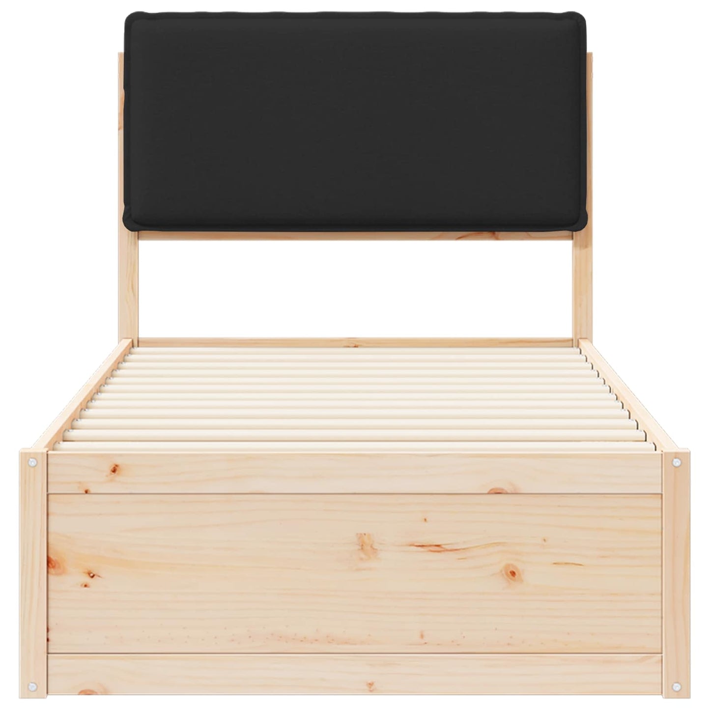 vidaXL Bettgestell mit gepolstertem Kopfteil Schwarz 90 x 190 cm