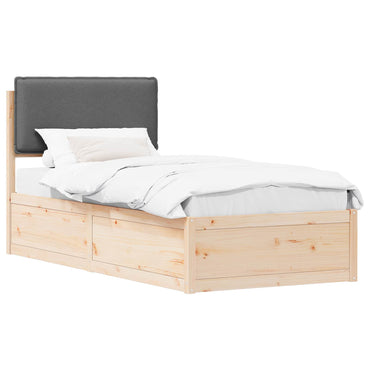 vidaXL Bettgestell mit gepolstertem Kopfteil Dunkelgrau 75 x 190 cm