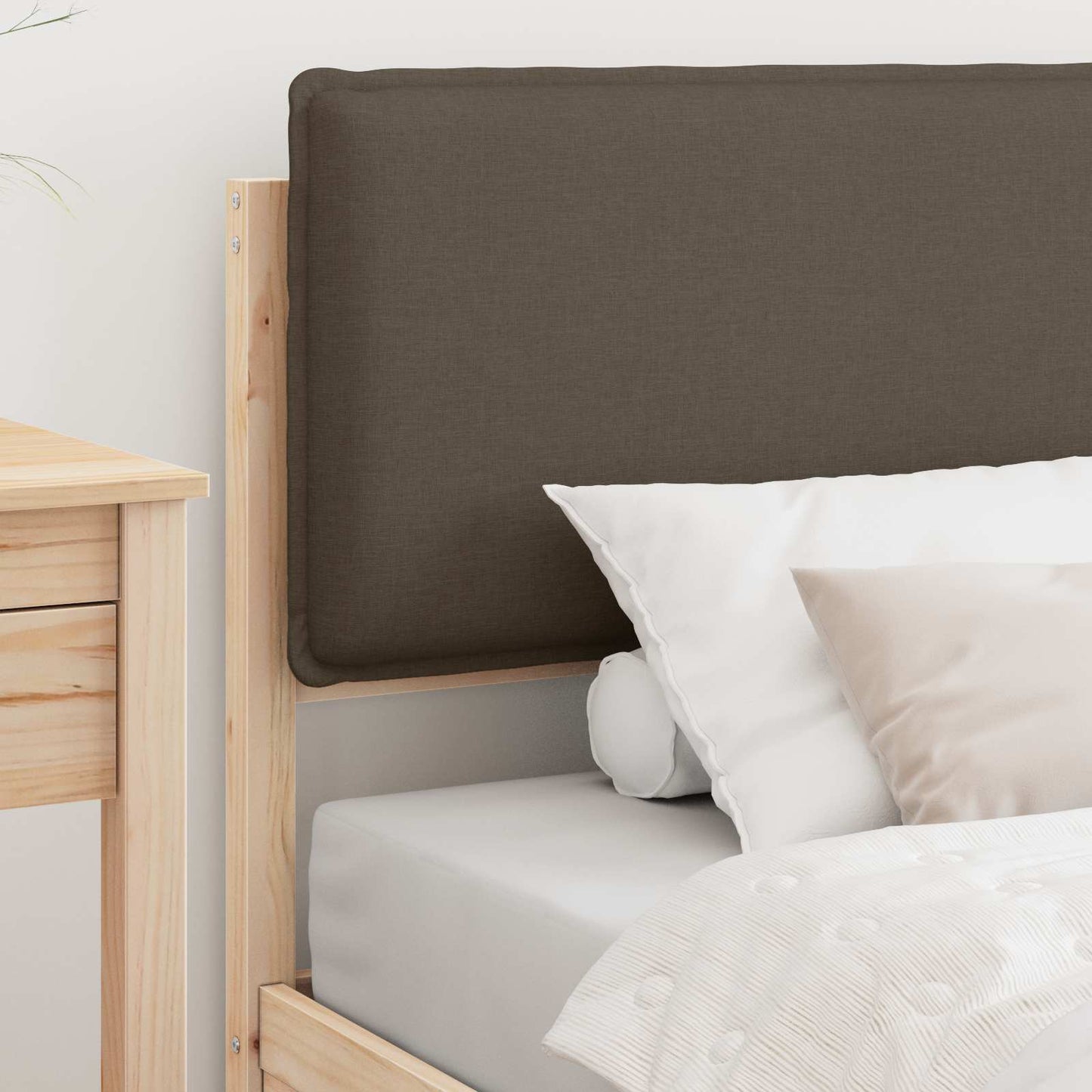 vidaXL Bettgestell mit gepolstertem Kopfteil Taupe 75 x 190 cm