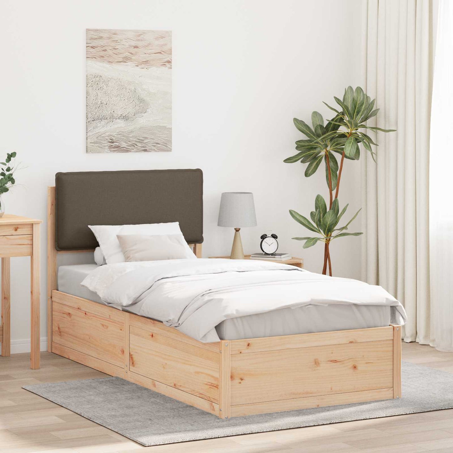 vidaXL Bettgestell mit gepolstertem Kopfteil Taupe 75 x 190 cm