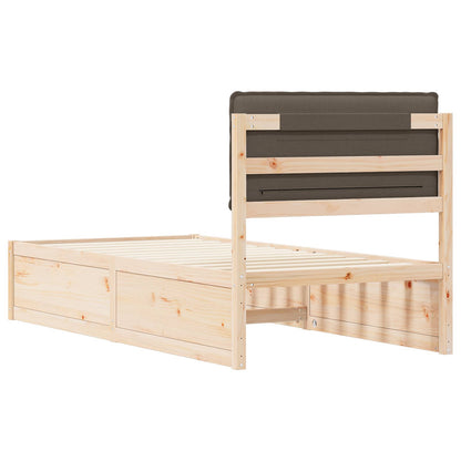 vidaXL Bettgestell mit gepolstertem Kopfteil Taupe 75 x 190 cm