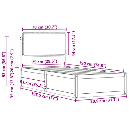 vidaXL Bettgestell mit gepolstertem Kopfteil Taupe 75 x 190 cm