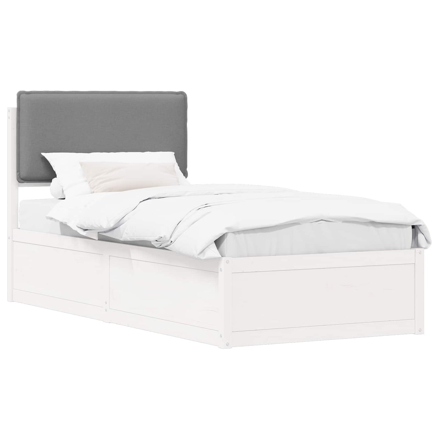 vidaXL Bettgestell mit gepolstertem Kopfteil Hellgrau 75 x 190 cm