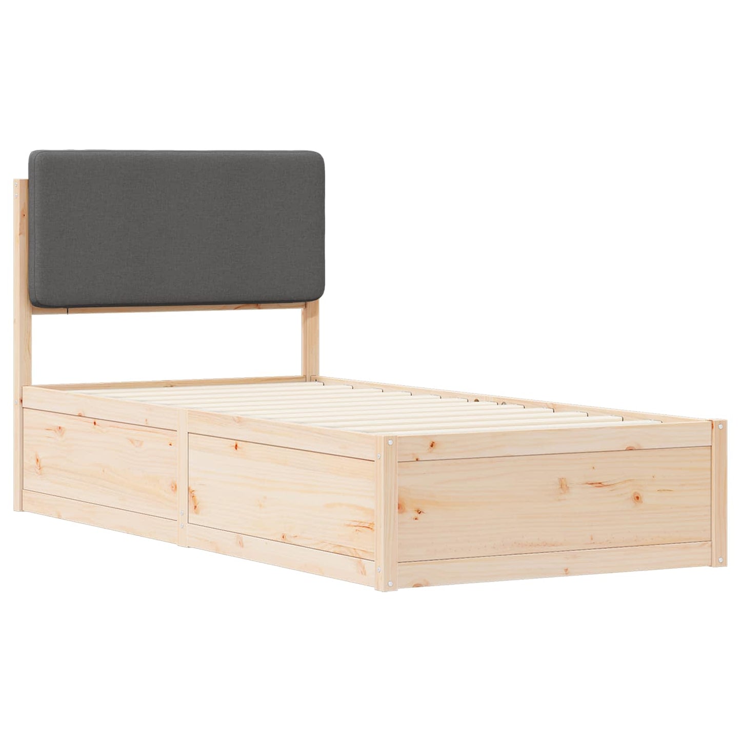 vidaXL Bettgestell mit gepolstertem Kopfteil Dunkelgrau 100 x 200 cm