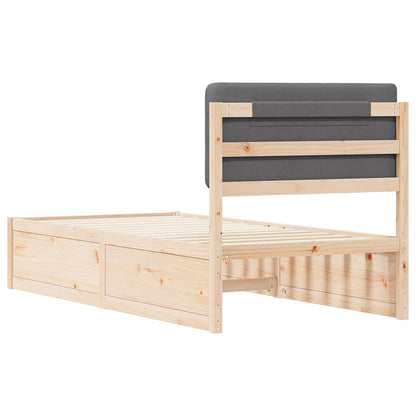 vidaXL Bettgestell mit gepolstertem Kopfteil Dunkelgrau 100 x 200 cm