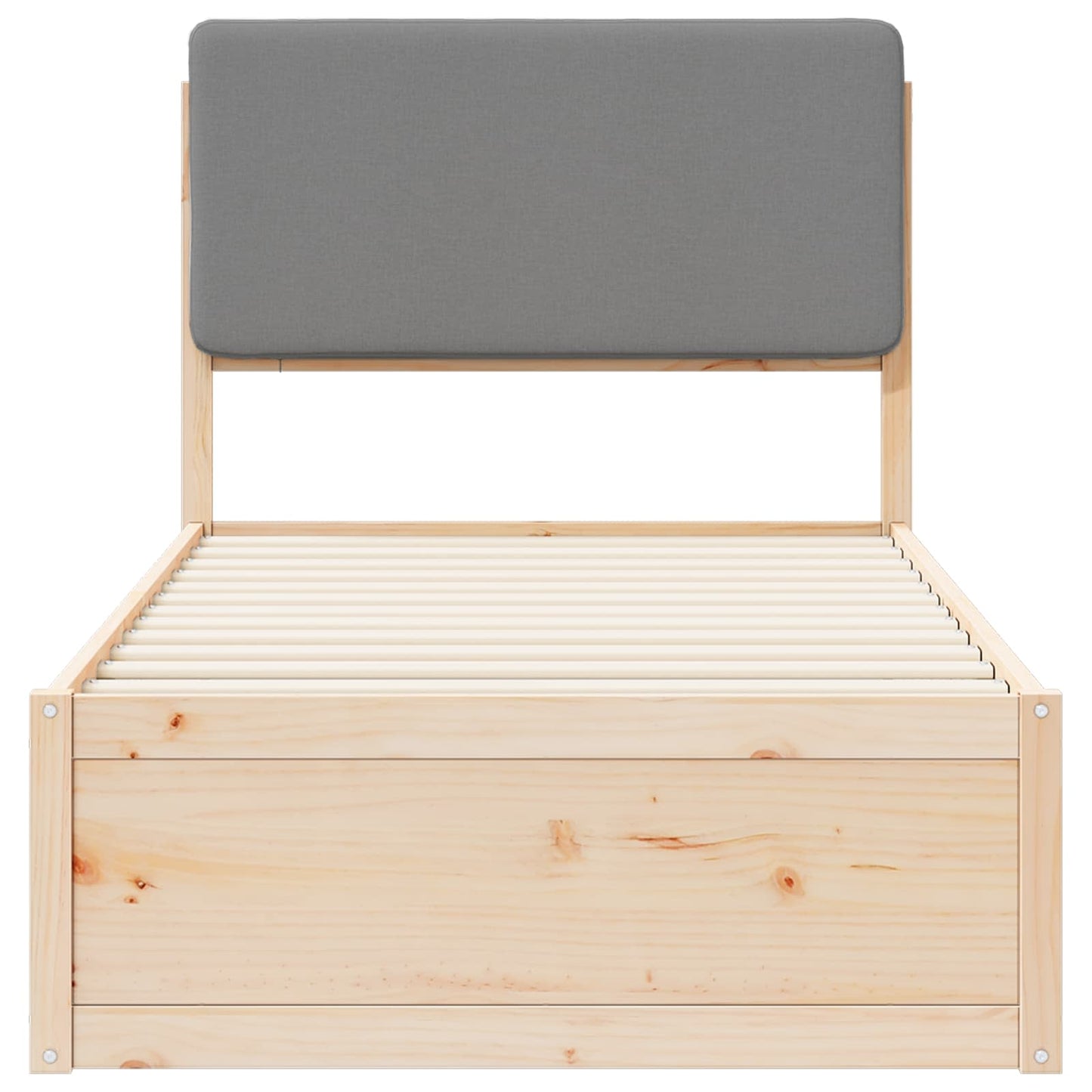 Bettgestell mit gepolstertem Kopfteil Hellgrau 90 x 200 cm