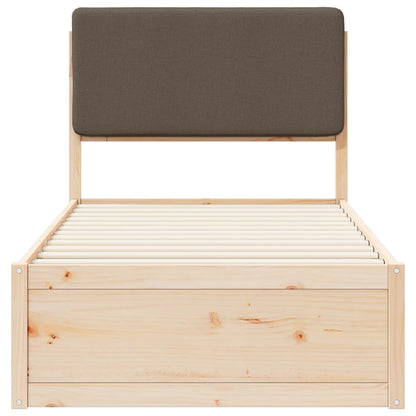 Bettgestell mit gepolstertem Kopfteil Taupe 90 x 200 cm