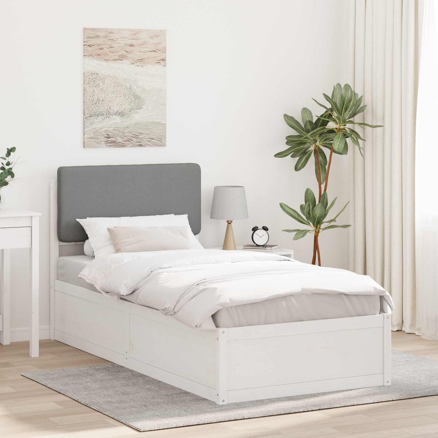 vidaXL Bettgestell mit gepolstertem Kopfteil Hellgrau 90 x 200 cm