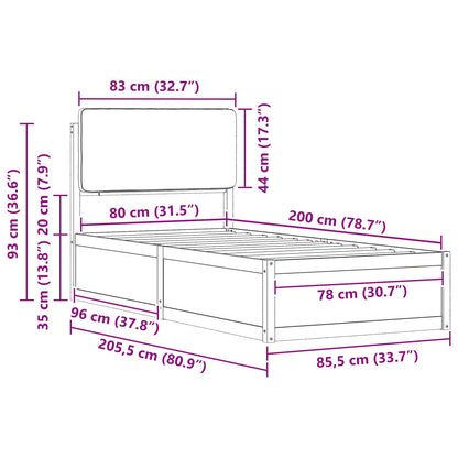 Bettgestell mit gepolstertem Kopfteil Dunkelgrau 80 x 200 cm