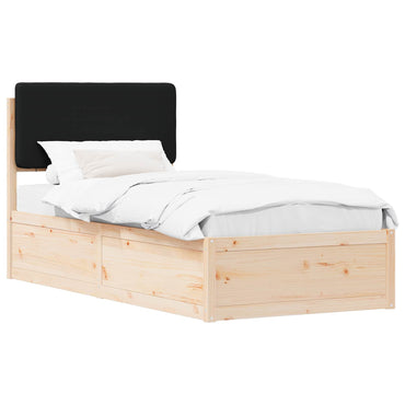vidaXL Bettgestell mit gepolstertem Kopfteil Schwarz 80 x 200 cm