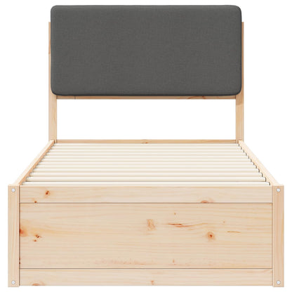 Bettgestell mit gepolstertem Kopfteil Dunkelgrau 90 x 190 cm