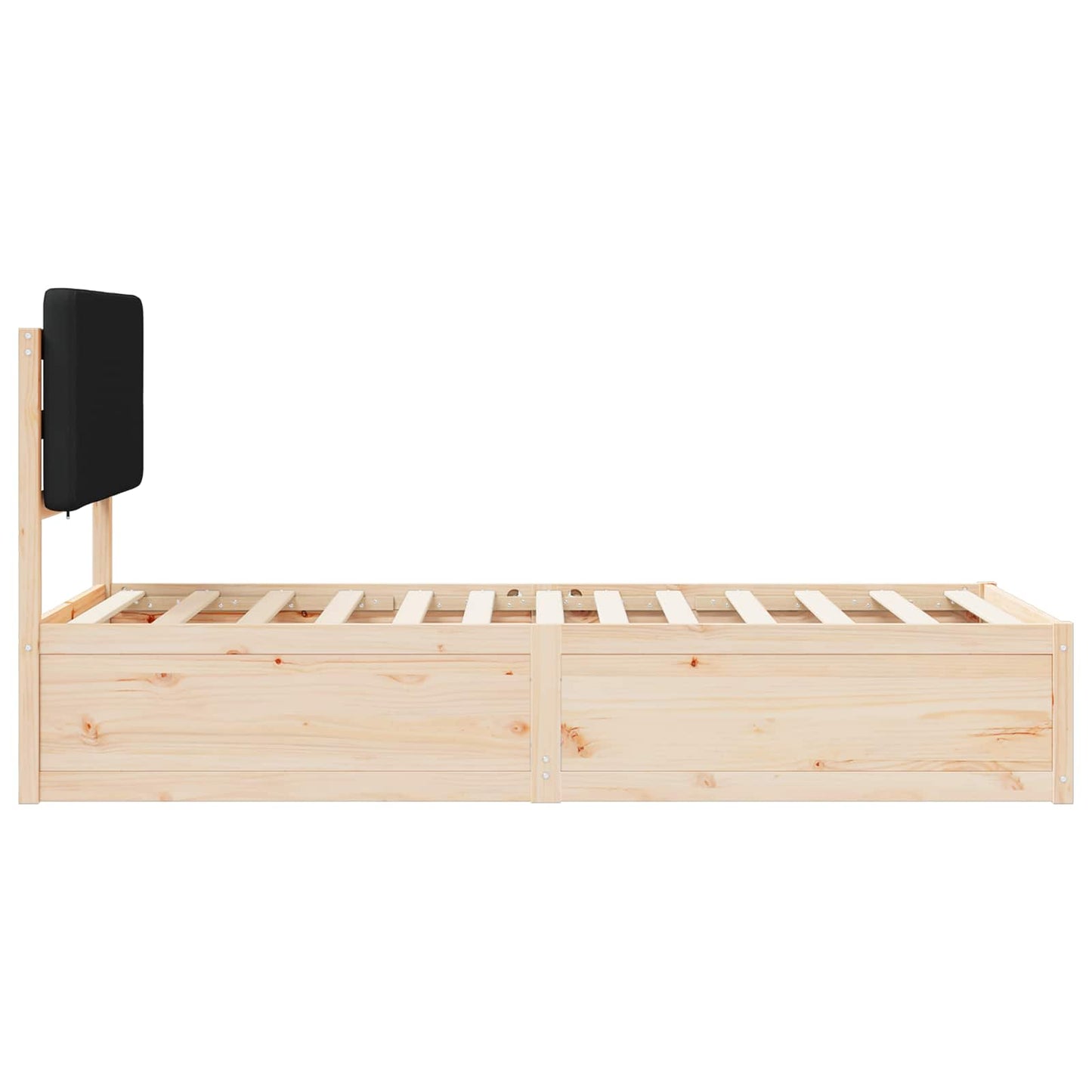 Bettgestell mit gepolstertem Kopfteil Schwarz 90 x 190 cm