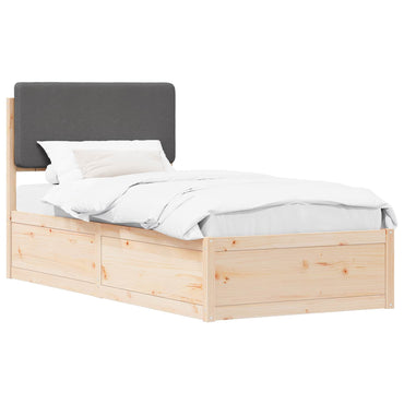 vidaXL Bettgestell mit gepolstertem Kopfteil Dunkelgrau 75 x 190 cm