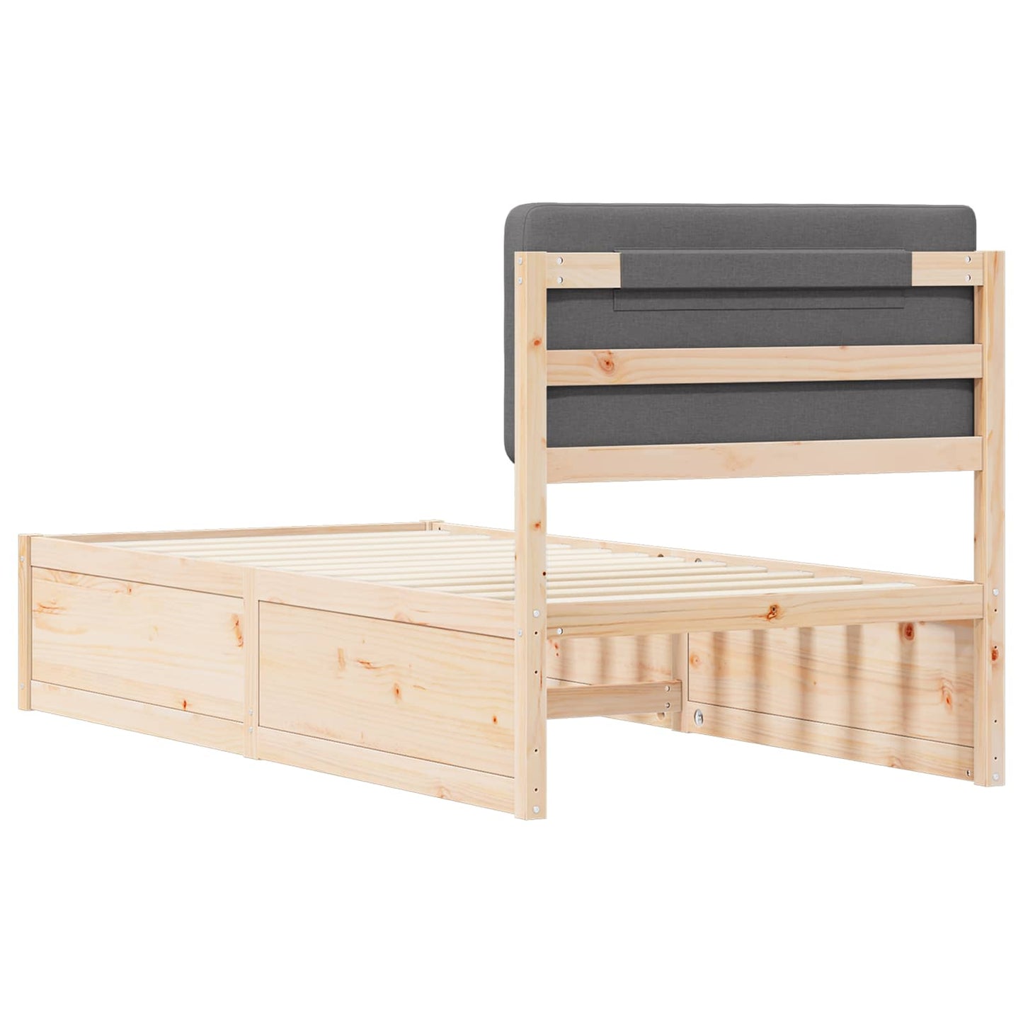 Bettgestell mit gepolstertem Kopfteil Dunkelgrau 75 x 190 cm