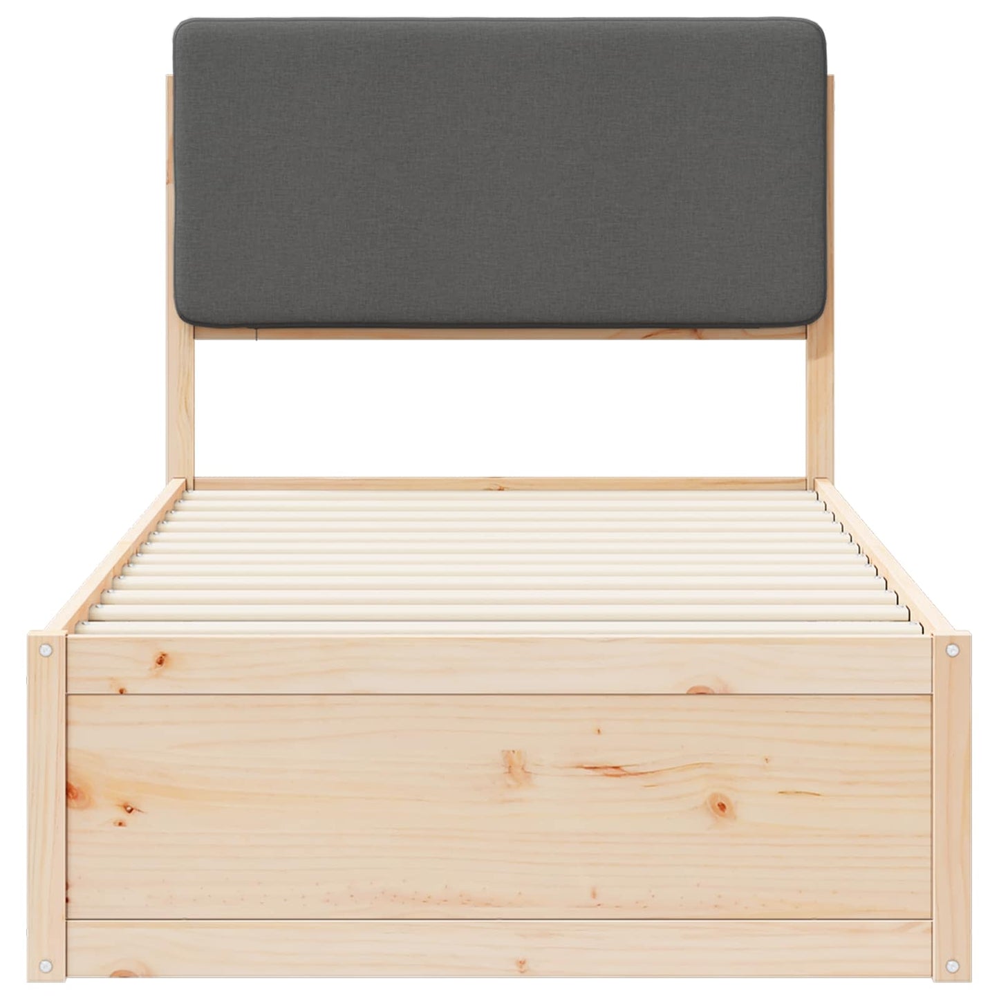 Bettgestell mit gepolstertem Kopfteil Dunkelgrau 75 x 190 cm