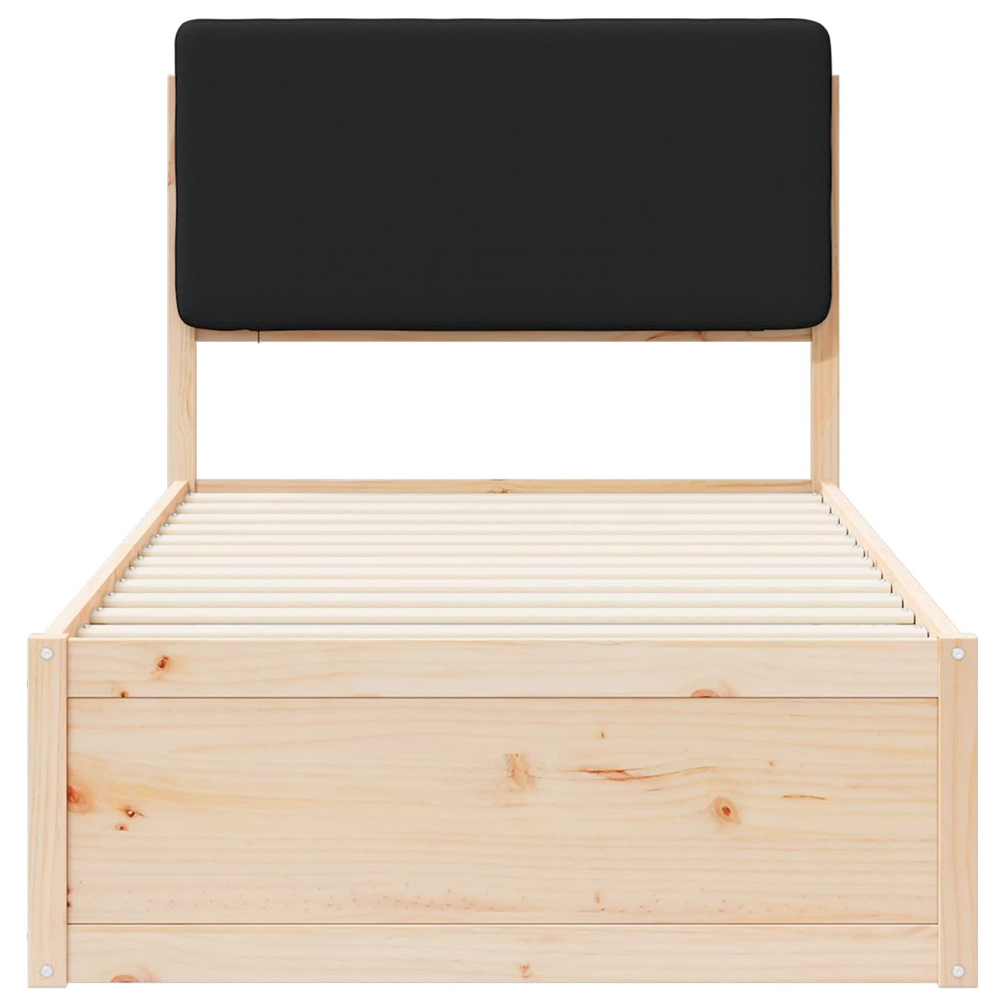 Bettgestell mit gepolstertem Kopfteil Schwarz 75 x 190 cm