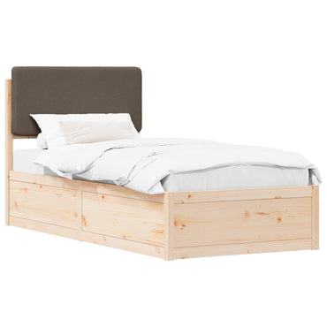 vidaXL Bettgestell mit gepolstertem Kopfteil Taupe 75 x 190 cm