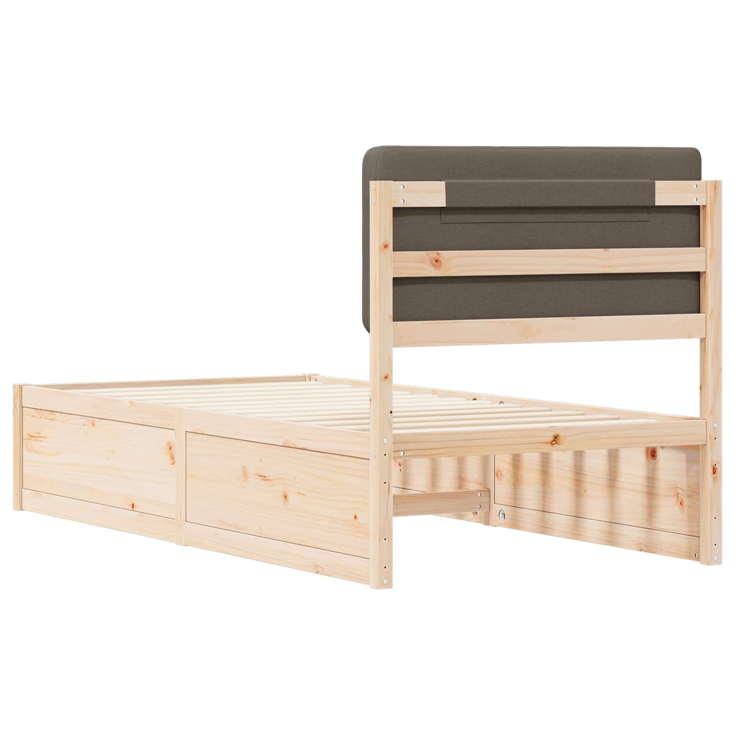 Bettgestell mit gepolstertem Kopfteil Taupe 75 x 190 cm