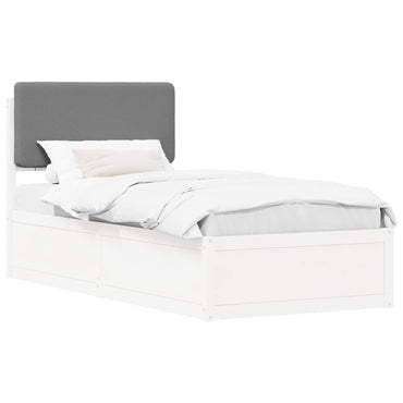 vidaXL Bettgestell mit gepolstertem Kopfteil Hellgrau 75 x 190 cm