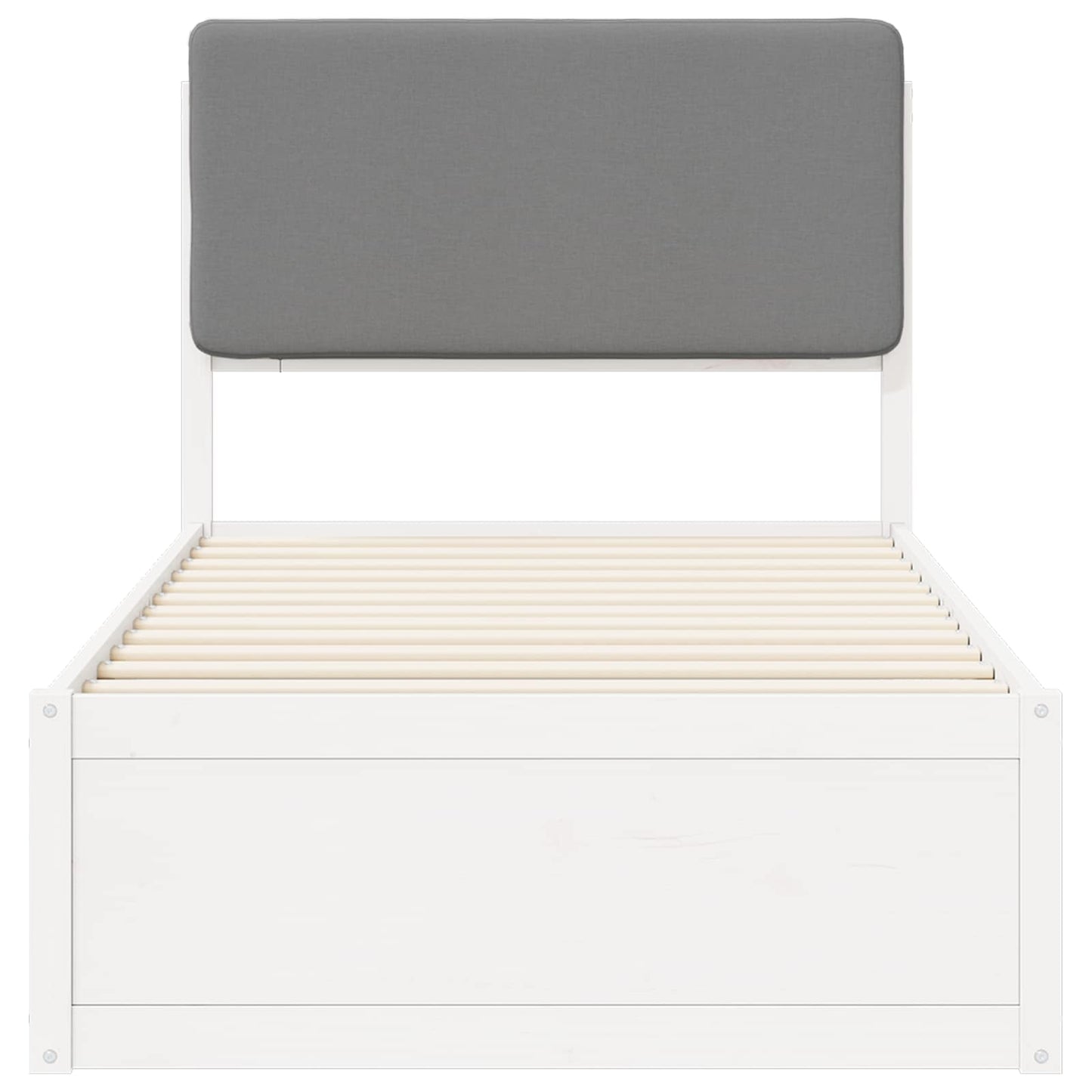 Bettgestell mit gepolstertem Kopfteil Hellgrau 75 x 190 cm