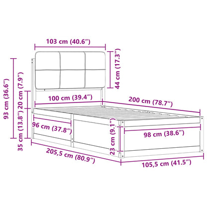 Bettgestell mit gepolstertem Kopfteil Dunkelgrau 100 x 200 cm