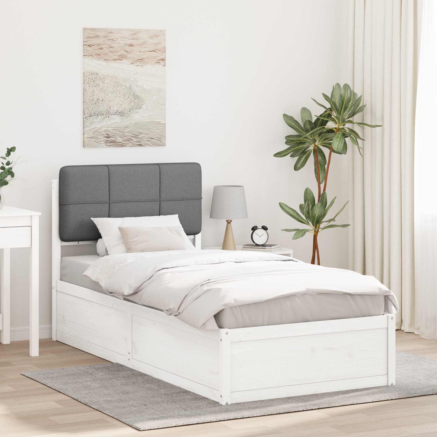 vidaXL Cadre de lit avec tête de lit rembourrée Gris clair 80 x 200 cm
