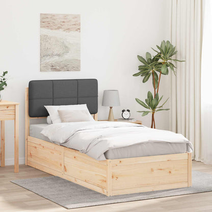 vidaXL Cadre de lit avec tête de lit capitonnée Gris foncé 90 x 190 cm