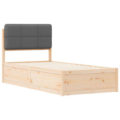 vidaXL Cadre de lit avec tête de lit capitonnée Gris foncé 90 x 190 cm